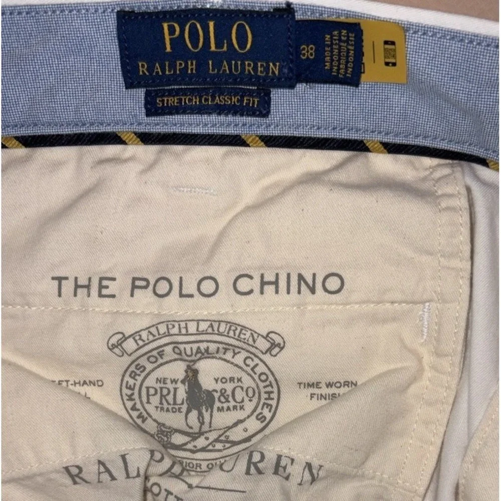Polo Ralph Lauren Stretch Classic Fit White Khaki Chino Shorts 38 Navy Pony 9